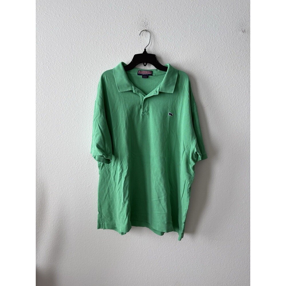 Vineyard Vines Short Sleeve Green w/ Blue Whale Polo Men’s Size 1X 100% Cotton